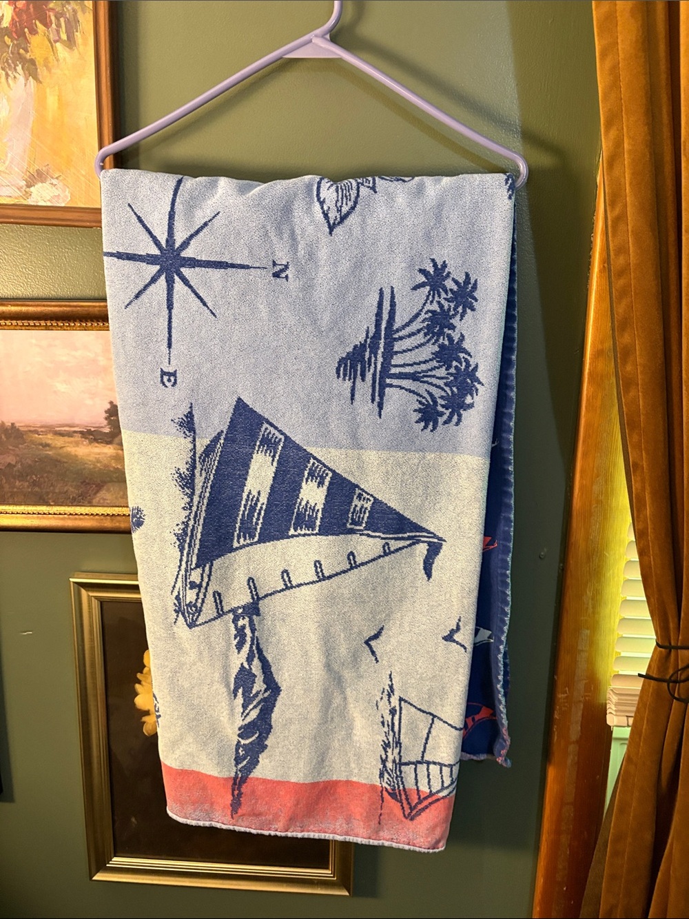 Nautical Blue & White Beach Towel - Home Bath